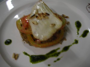 Filetto di Rombo su cus cus, pomodori verdi e pesto leggero
